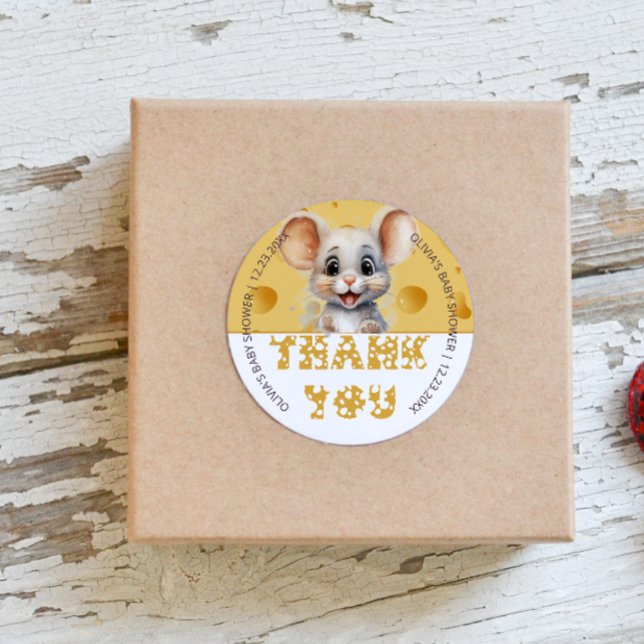 Kleine Maus in Käsedusche Runder Aufkleber (Von Creator hochgeladen)