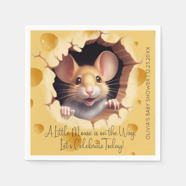 Kleine Maus in Käsedusche Serviette (Vorderseite)