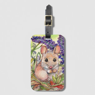Kleine Maus und violette Blumen Gepäckanhänger
