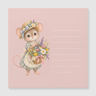 Kleine Maus Wildblumenkorb Magnetkarte