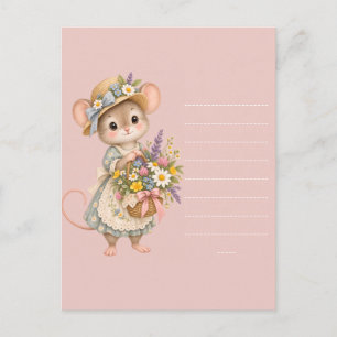 Kleine Maus Wildblumenkorb Postkarte
