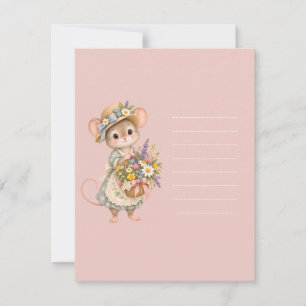 Kleine Maus Wildblumenkorb RSVP Karte