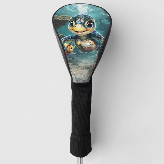 Kleine Meeresschildkröte, die mit ihrer Freundin e Golf Headcover (Vorderseite)