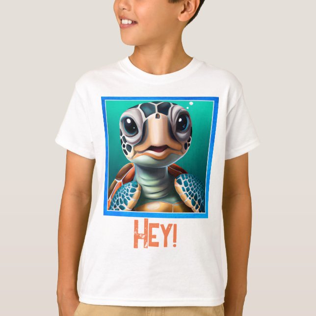 Kleine Meeresschildkröte Kinder Bearbeitbarer T -  T-Shirt (Vorderseite)