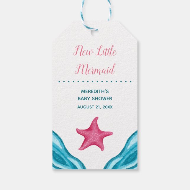 Kleine Meerjungfrau Nautical Baby Dusche Geschenkanhänger (Rückseite)