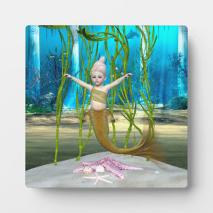 Kleine Meerjungfrau Niedliche Fantasy-Girl, Blauer Fotoplatte