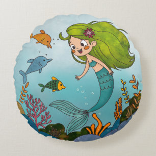 Kleine Meerjungfrau Rundes Kissen