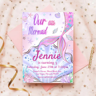 Kleine Meerjungfrau zum Geburtstag unter dem Party Einladung