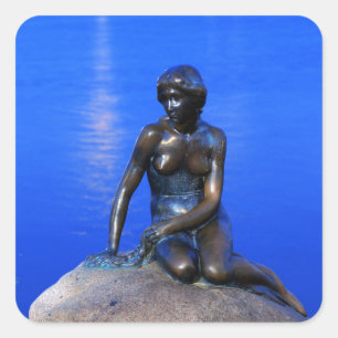 Kleine Meerjungstatue, Kopenhagen, Dänemark Quadratischer Aufkleber