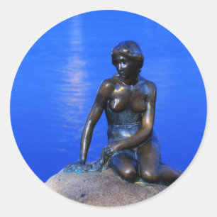 Kleine Meerjungstatue, Kopenhagen, Dänemark Runder Aufkleber