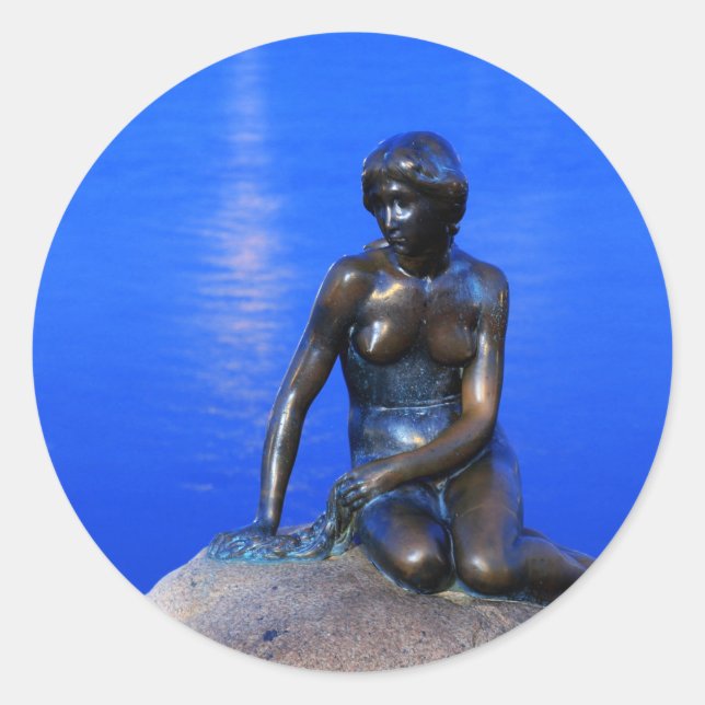 Kleine Meerjungstatue, Kopenhagen, Dänemark Runder Aufkleber (Vorderseite)