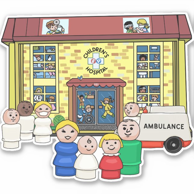 Kleine Menschen FP Kinderkrankenhaus Aufkleber (Vorderseite)
