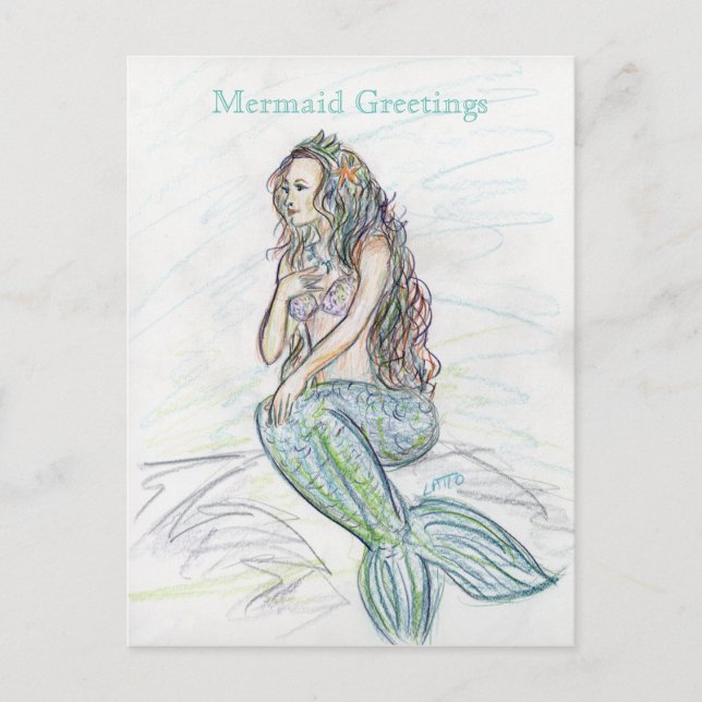 Kleine Mermaid Art Gruß Custom Note Postkarten (Vorderseite)