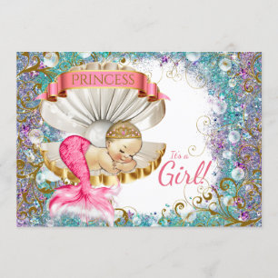 Kleine Mermaid Baby Dusche Einladungen