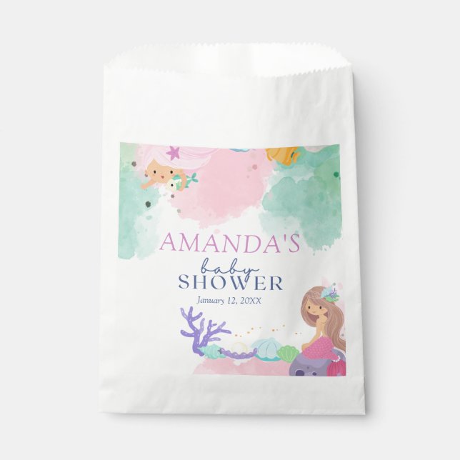Kleine Mermaid Babydusche Geschenktütchen (Vorderseite)