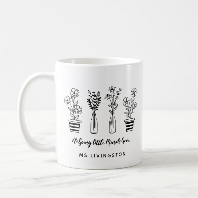Kleine Minds helfen, Blumenlehrer zu wachsen Kaffeetasse (Links)