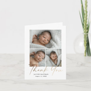Kleine Minimal-Schrift 3 Foto Baby Dankeskarte