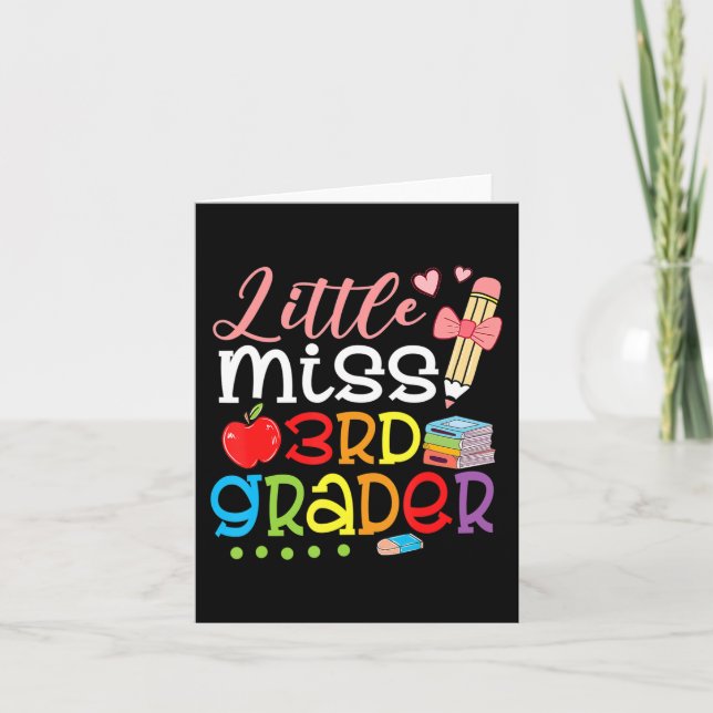 Kleine Miss 3. Klasse zurück zu Schulmädchen Dritt Karte (Vorderseite)