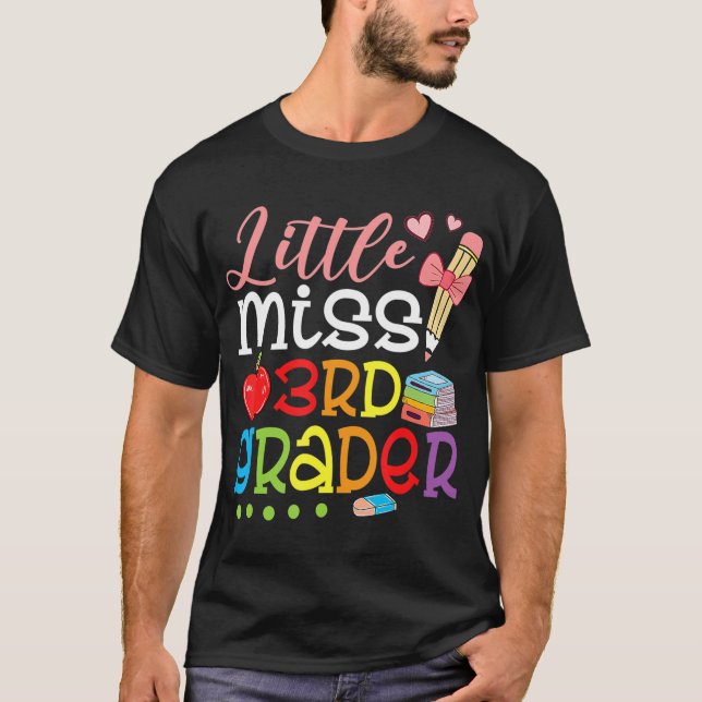 Kleine Miss 3. Klasse zurück zu Schulmädchen Dritt T-Shirt (Vorderseite)