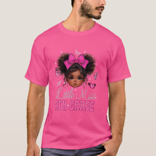 Kleine Miss 4. Klasse Unordentlicher Dutt Schwarze T-Shirt