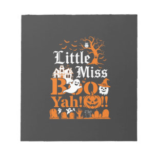 Kleine Miss Boo Yah Halloween-Geist Kürbis Flederm Notizblock