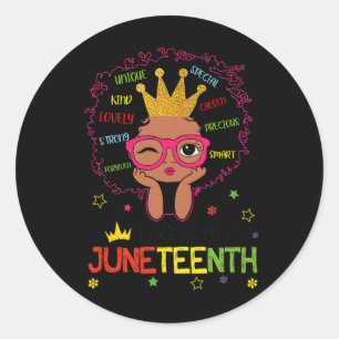 Kleine Miss Juneteenth Shirt Girl Kleinkind Black Runder Aufkleber