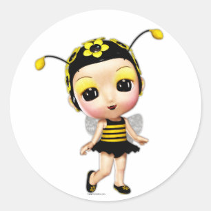 Kleine Miss Lady Bumblebe Runder Aufkleber