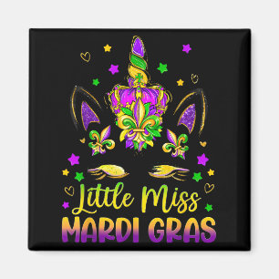 Kleine Miss Mardi Gras Einhorn Prinzessin Süße Mäd Magnet
