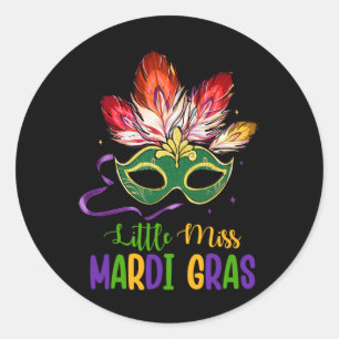 Kleine Miss Mardi Gras Mardi Gras Maske Kinder Lau Runder Aufkleber
