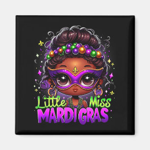 Kleine Miss Mardi Gras Niedliches Mädchen Unordent Magnet