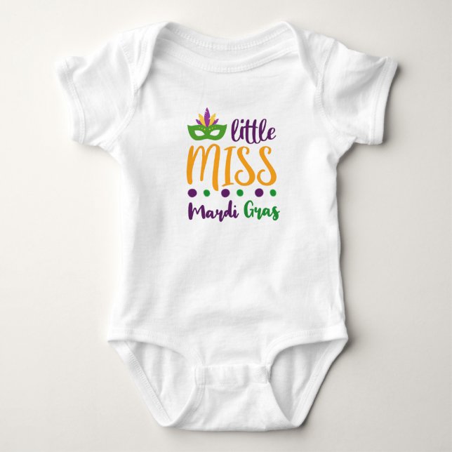 Kleine Miss Mardi Gras // Spaß Niedlich Baby Strampler (Vorderseite)