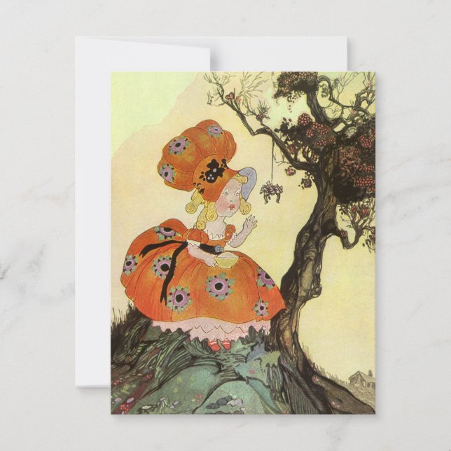 Kleine Miss Muffet & Spider, Vintage Muttergoose Einladung (Vorderseite)