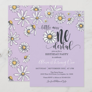 Kleine Miss ONEderful Daisy Birthday Einladung Pu