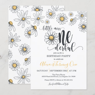 Kleine Miss ONEderful Daisy Birthday Einladung -W