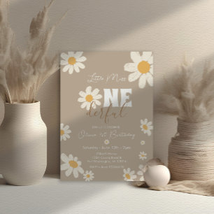 Kleine Miss ONEderful Daisy Blume Creme Birthday Einladung
