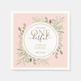 Kleine Miss ONEderful Elegant First Birthday Pink Serviette