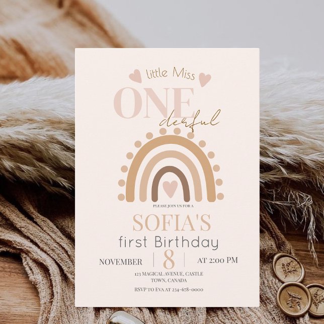 Kleine Miss ONEderful Rainbow Birthday Party Einladung (Von Creator hochgeladen)