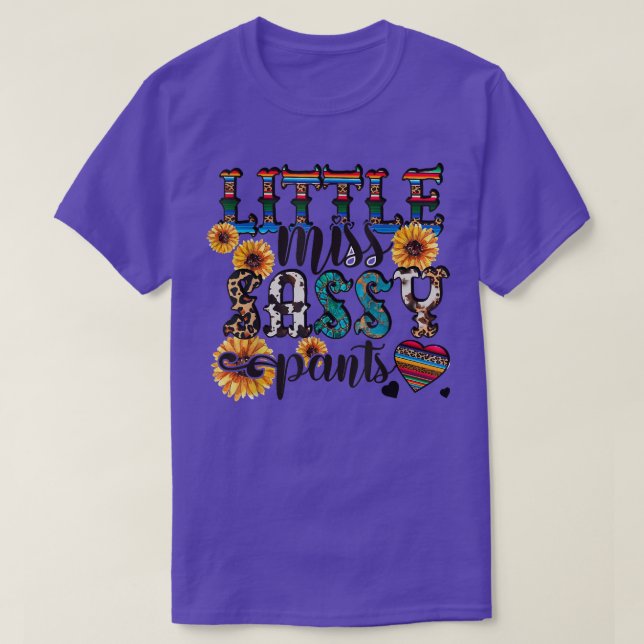 Kleine Miss Sassy Pants Cowhide Sonnenblumenleopar T-Shirt (Design vorne)