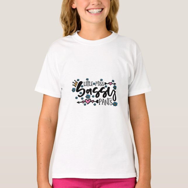Kleine Miss Sassy Pants Girl's T - Shirt (Vorderseite)