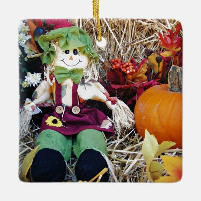 Kleine Miss Scarecrow Keramik Ornament (Vorderseite)