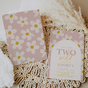 Kleine Miss Two Wild Einladung   Retro-Blume