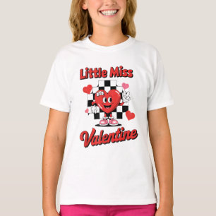 Kleine Miss Valentine Retro Niedliches Herz T-Shirt