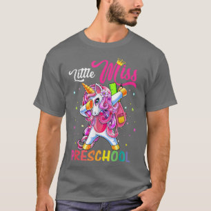 Kleine Miss Vorschool Dabbing Einhorn zurück nach  T-Shirt