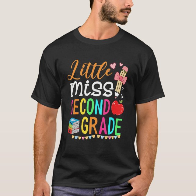 Kleine Miss zweite Klasse Niedlich zurück zur Schu T-Shirt (Vorderseite)