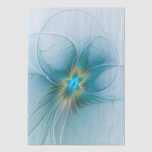 Kleine moderne blaue goldene fraktale Blumenkunst Seidenpapier