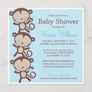 KLEINE MONKEYS  BABY SHOWING INVITATION EINLADUNG