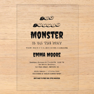 Kleine Monster-Baby-Party-Typografie-Design Acryleinladungen