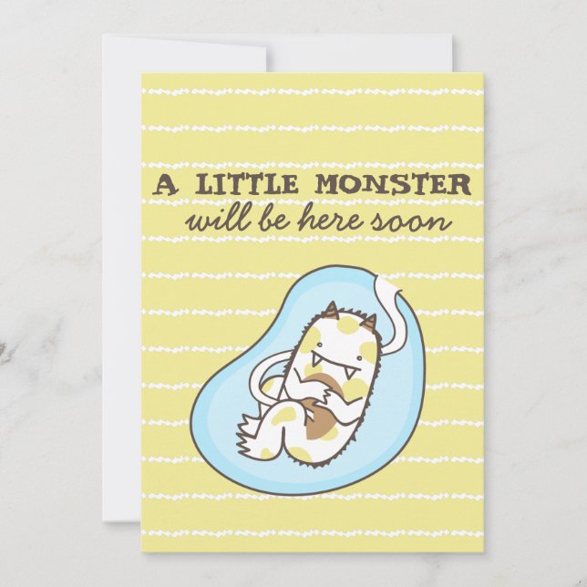 Kleine Monster Baby Shower Invitation (Junge) Einladung (Vorderseite)