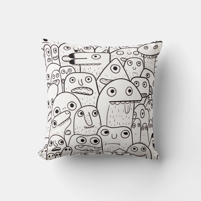 Kleine Monster Doodles  Kissen (Vorderseite)