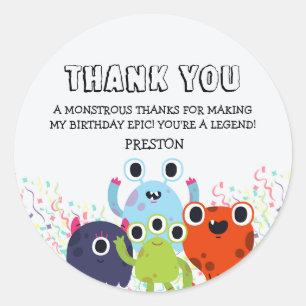 Kleine Monster Geburtstagsparty für alle Altersgru Runder Aufkleber